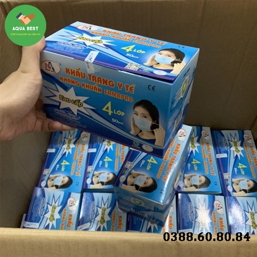 Khẩu trang y tế 4 lớp kháng khuẩn Famapro Nam Anh hộp 50 cái