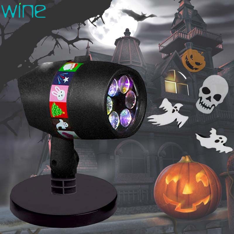 [READY] slide show Christmas Halloween projection lamp Sparkling Laser Light Show Outdoor Lawn Lights 110-220V WINE