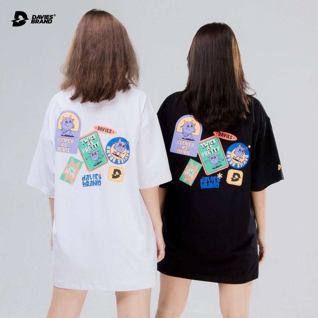 Áo thun nữ tay lỡ form rộng local brand DAVIES Devil Sticker Tee