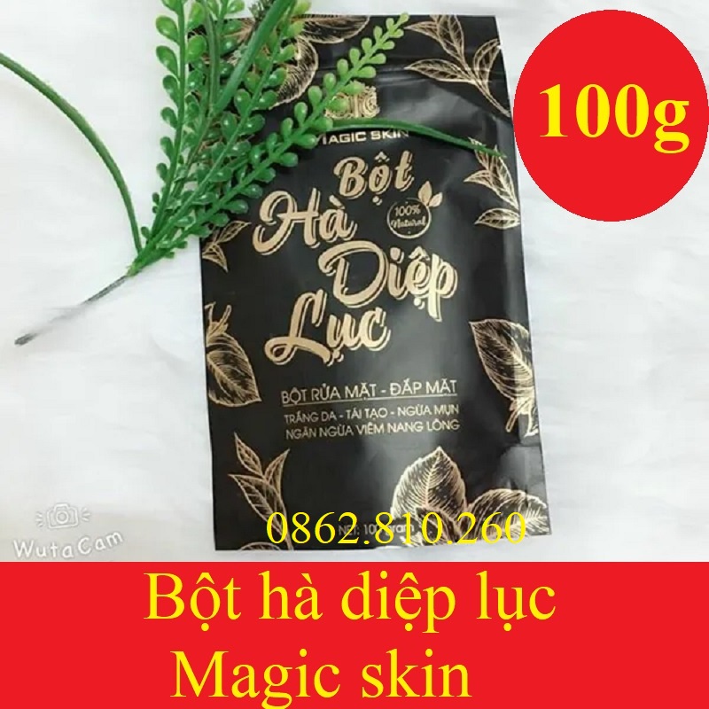 Bột Hà Diệp Lục Magic Skin 👍 Bột đắp mặt NGỪA MỤN SÁNG DA ✔ Se khít lỗ chân lông ✔ CHÍNH HÃNG