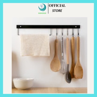 Móc treo dán tường đa năng bằng sắt, không cần khoan lỗ, đục tường, kèm móc dán, chọn màu theo ý - Đen