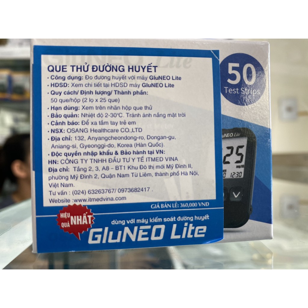 QUE THỬ ĐƯỜNG HUYẾT GLUNEO LITE  HÀN QUỐC [CHÍNH HÃNG]