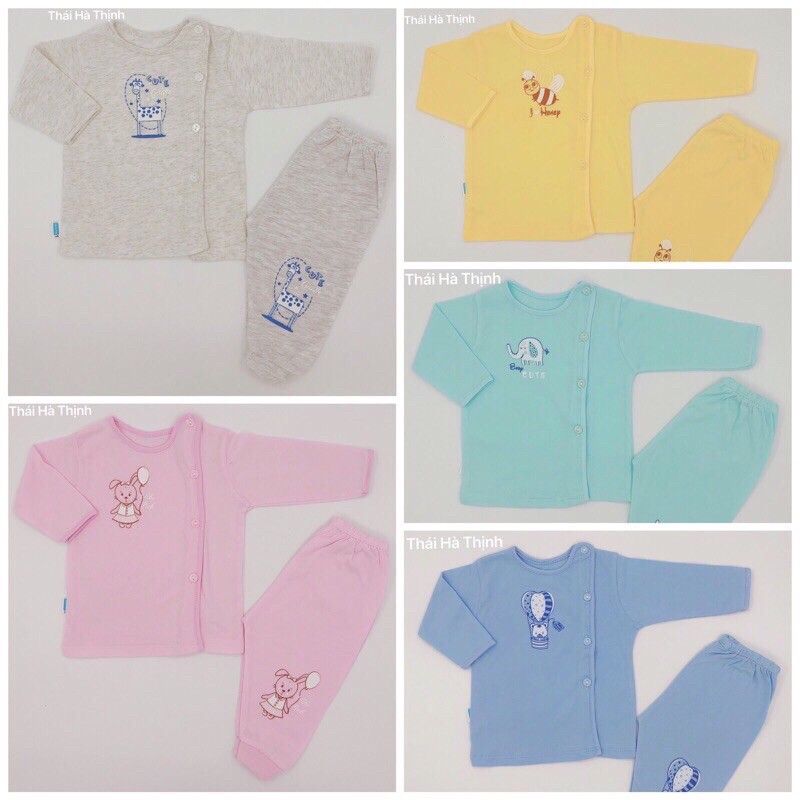 Bộ sơ sinh cotton cài lệch cho bé