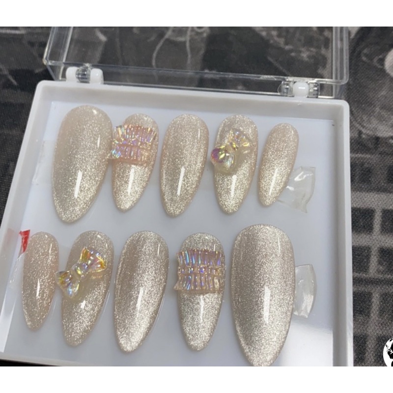 Nailbox nuna móng úp thiết kế móng tay giả mắt màu màu thạch Hồng nude giao hỏa tốc now ship 2h