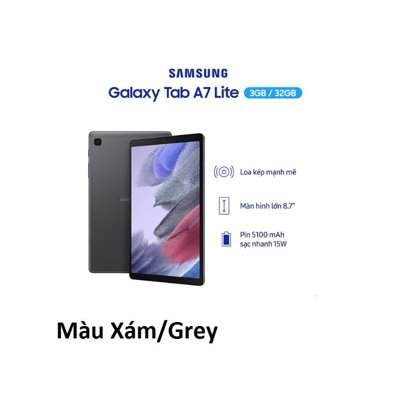 [Chính hãng] Máy tính bảng Samsung Galaxy Tab A7 Lite (SM-T225) 3G/32G. Hỗ trợ 1 sim 4G và 1 thẻ nhớ