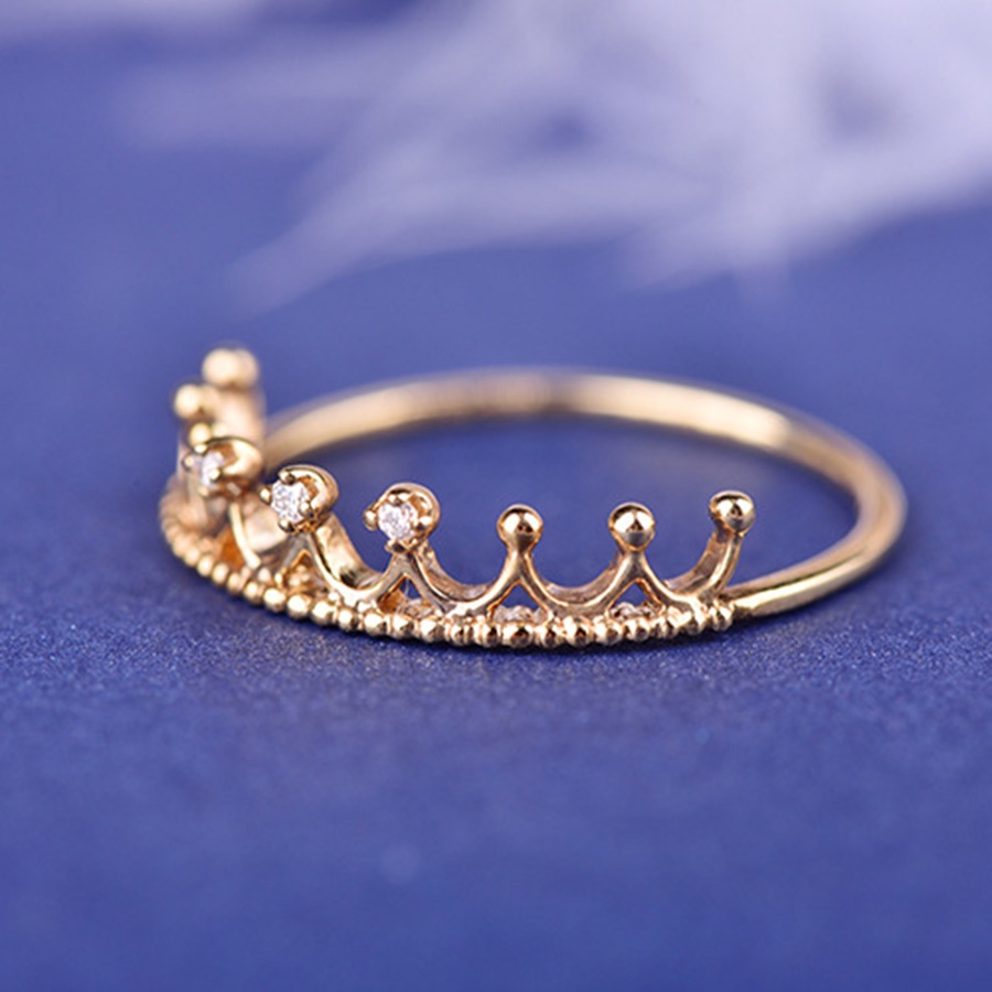 Nhẫn Titan Mạ VàNg ĐíNh Zircon HìNh Vương MiệN ThờI Trang Cho Nữ
