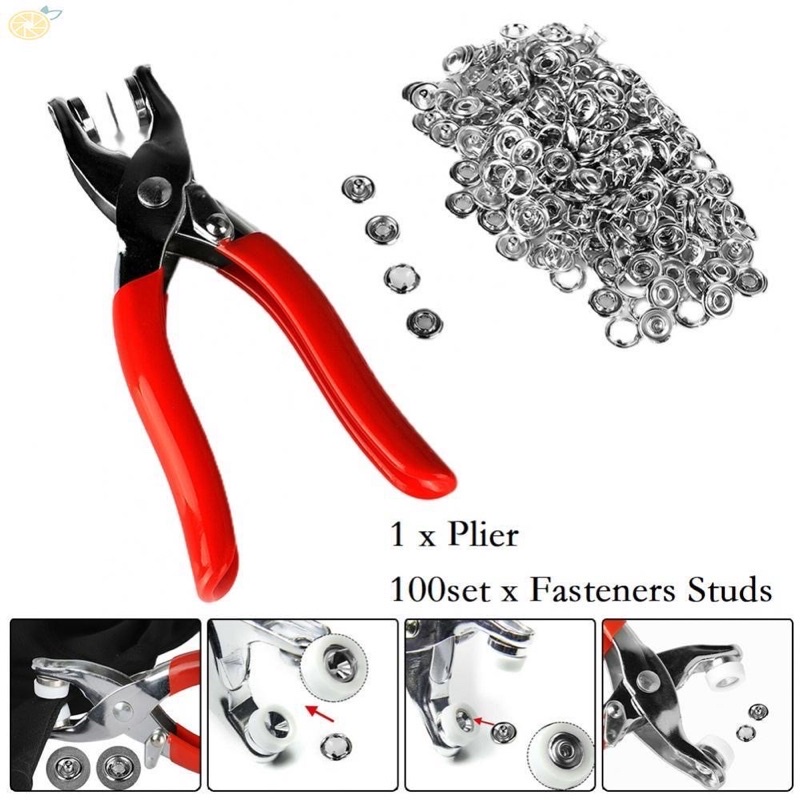 Kìm Bấm Cúc Vành Áo Kim Loại Đa Năng Bộ Kìm Bấm Khuy Kèm Cúc Bấm 9.5mm