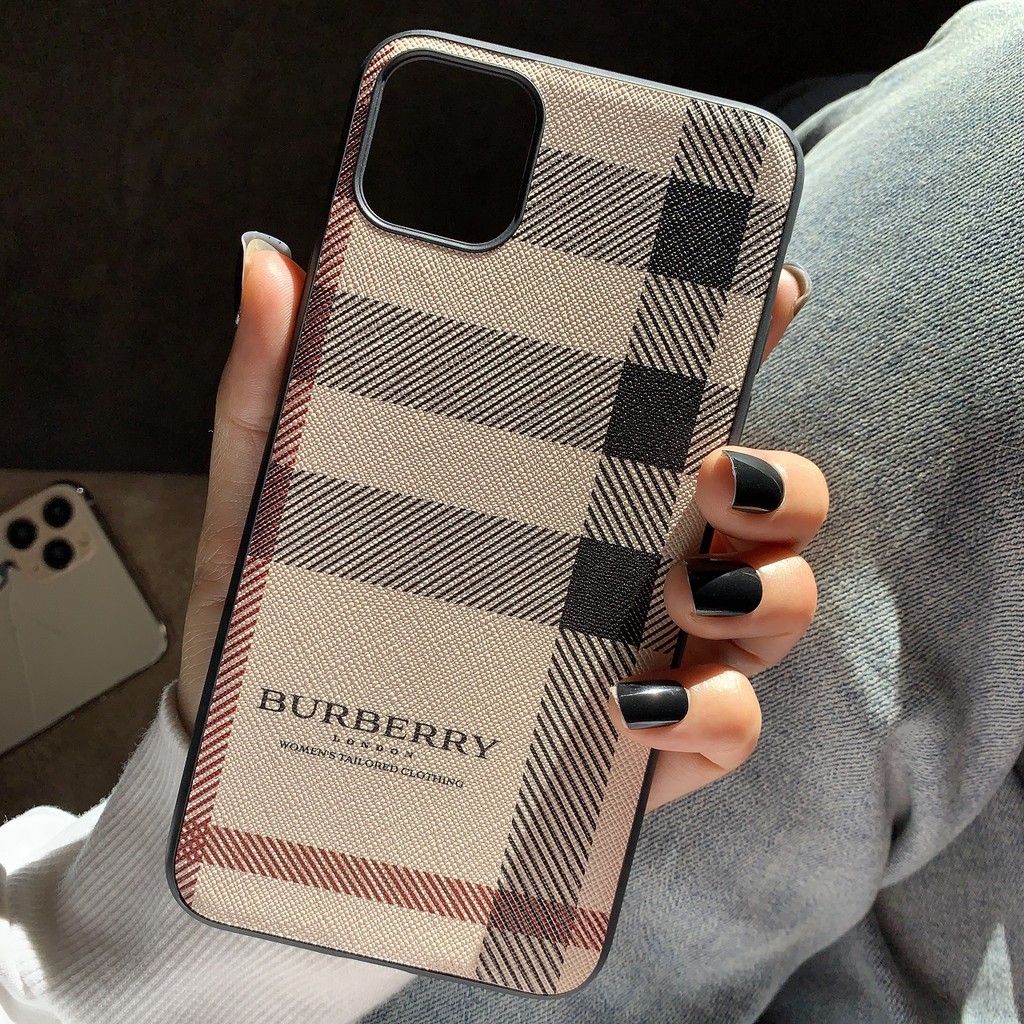 Ốp Lưng Da IMD Họa Tiết Nền Caro Burberry - U020