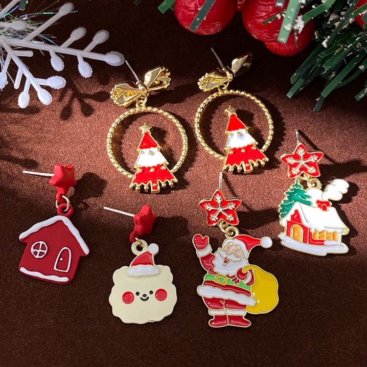 Bông Tai Hình Giáng Sinh Dễ Thương Thời Trang Dự Tiệc Cho Nữ