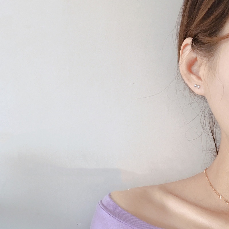 Đôi bông tai mạ bạc S925 hình nơ đơn giản dễ thương