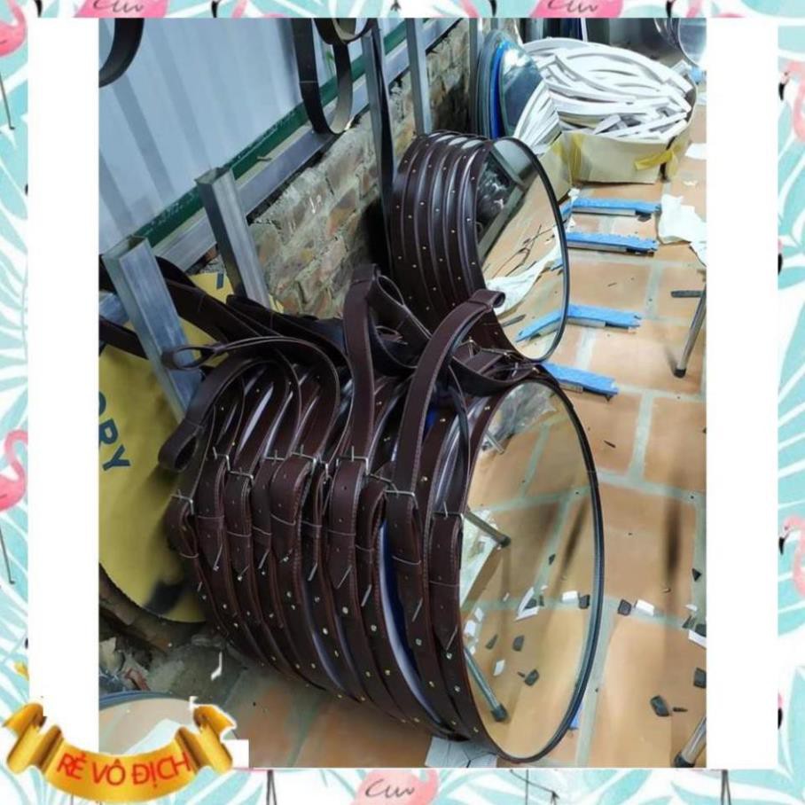 Gương Tròn Treo Tường Viền Da Cao Cấp , Mirror Decor 360
