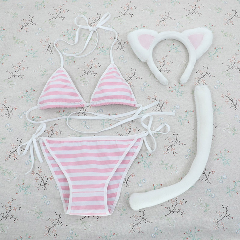 Bộ Bikini 4 Món Hóa Trang Mèo Gợi Cảm Dễ Thương Cho Nữ
