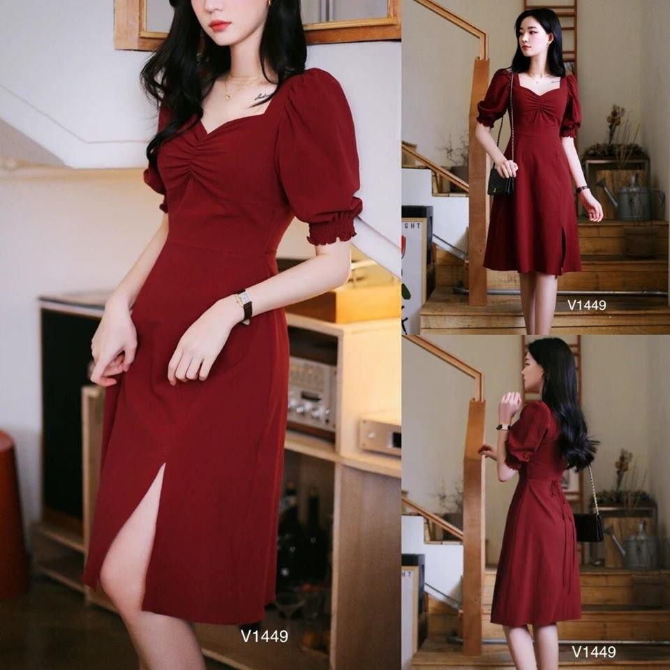 [Nhập WAMAR931 giảm ngay 15k]Đầm đỏ tay bồng sang trọng V1449_Zin Boutique [Kèm ảnh thật] | BigBuy360 - bigbuy360.vn