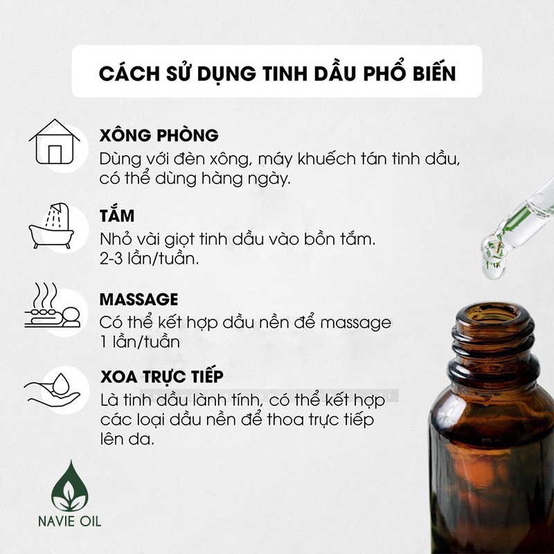 Tinh dầu thiên nhiên nguyên chất thơm phòng nhiều mùi lọ 10ml NAVIETD01