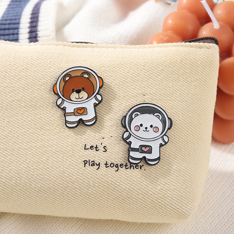 Ghim cài áo QIHE JEWELRY kiểu dáng gấu hoạt hình đáng yêu thời trang unisex
