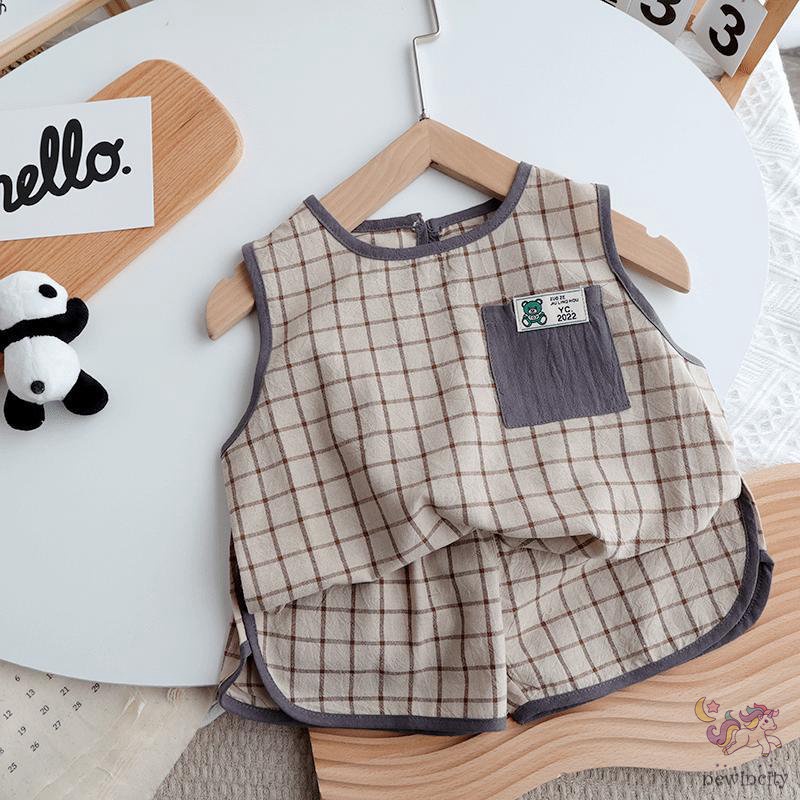 Set Áo Sát Nách + Quần Short Cotton In Họa Tiết Hoạt Hình Phong Cách Hàn Quốc Cho Bé