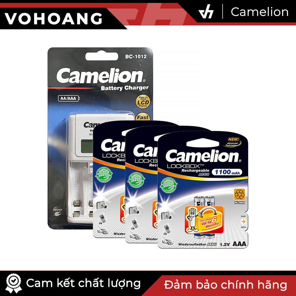 Bộ sạc Camelion 1012 kèm 6 pin AAA 1100mAh, tự ngắt sạc