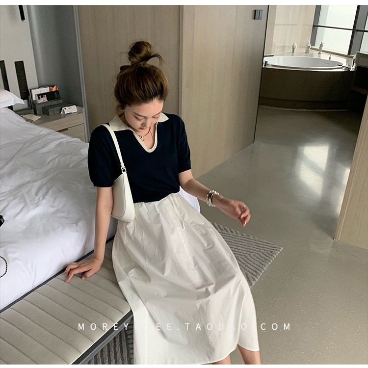 Xiaozhainv áo polo Dệt Kim Tay Ngắn Phong Cách Retro Hàn Quốc Thời Trang Cho Nữ 2 Màu Lựa Chọn