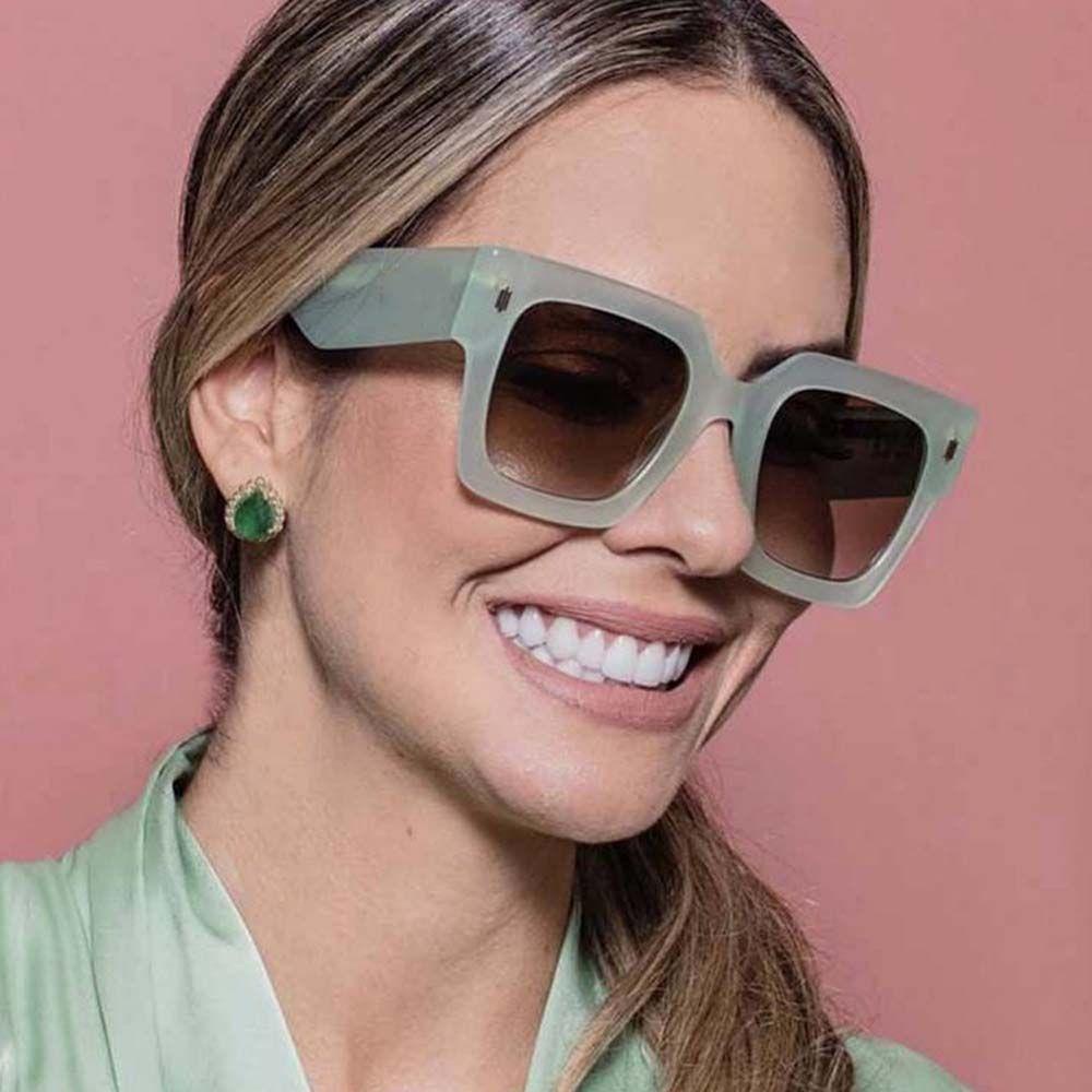 Kính Mát Gọng Vuông Lớn Chống Tia UV Họa Tiết Da Báo Thời Trang