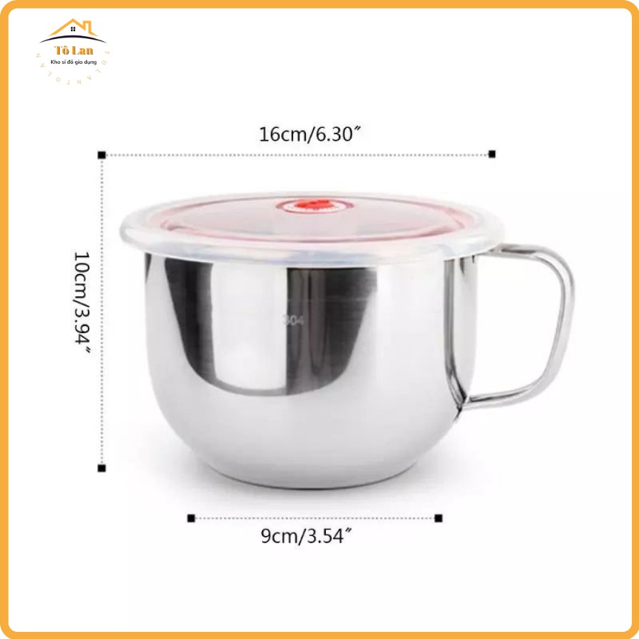[QUÀ TẶNG LÀ KHẨU TRANG BẠN NHÉ] Ca Nấu Mì Có Nắp Đậy / Ly Mì Dạng Tô Inox 14cm | BigBuy360 - bigbuy360.vn