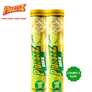 {COMBO 2 TUÝP} Viên sủi Plusssz Max Vitamin C & ZinC (Kẽm) vị chanh không đường