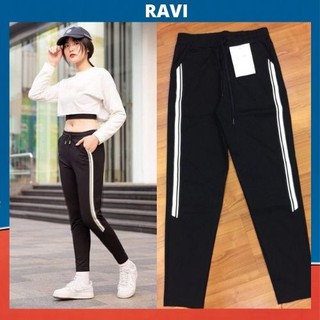 Quần Jogger Nữ💖𝑭𝑹𝑬𝑬𝑺𝑯𝑰𝑷💖Quần Thể Thao Nữ Dáng Dài Cạp Chun Có Dây Buộc Kiểu Sọc To 2 Bên Vải Co Giãn Tốt