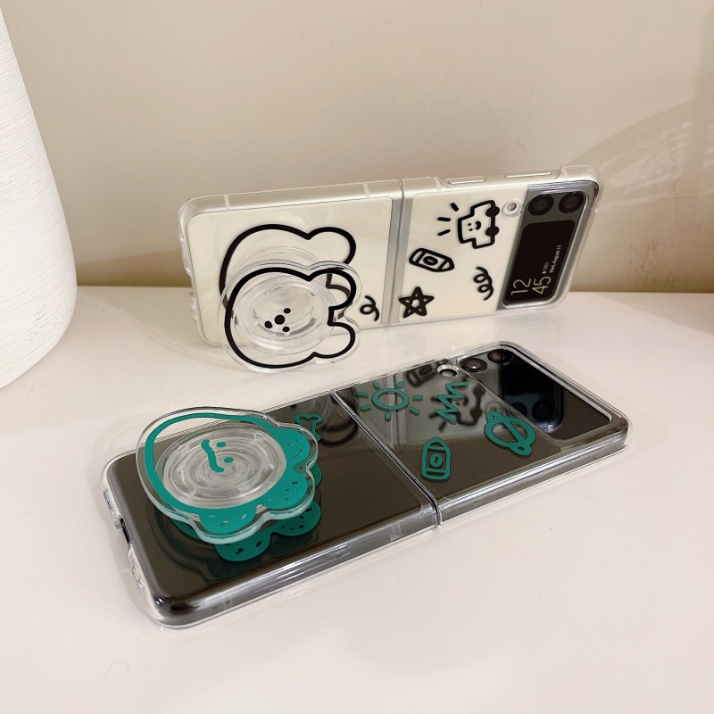 Ốp điện thoại PC cứng họa tiết hoạt hình có giá đỡ cho Samsung Galaxy Z Flip 3