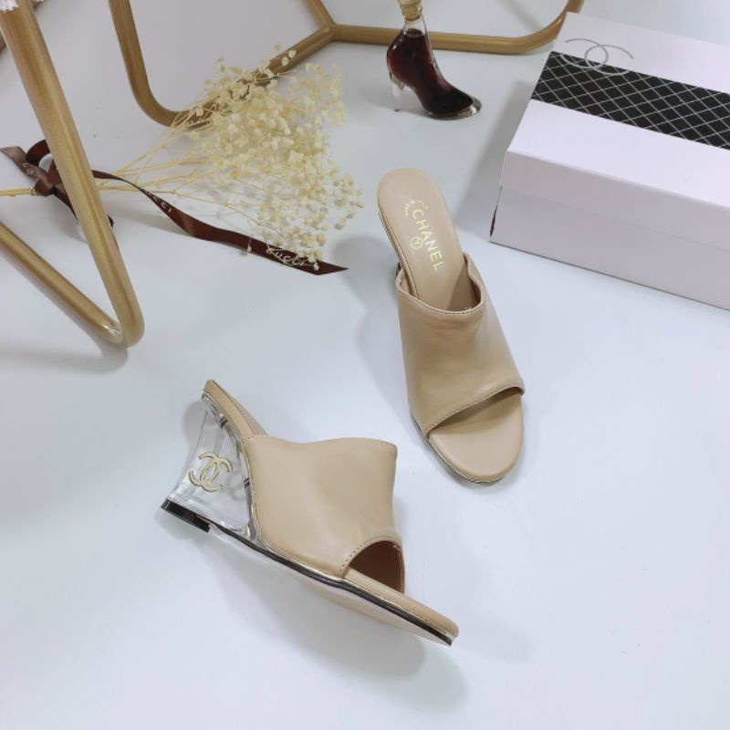 B(ẢNH THẬT) Guốc 8p Đế Xuồng Mica Da Mềm Êm Fullbox Bill Túi Hãng Cao Cấp