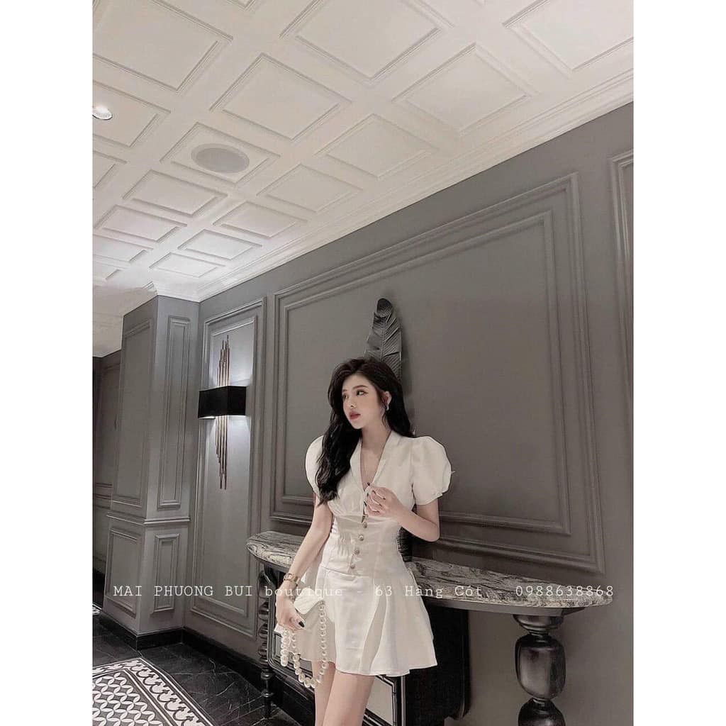 [Mã SKAMA06 giảm 8% tối đa 50K đơn 250K] Váy cổ V nhỏ đuôi xếp ly mẫu mới (kèm ảnh thật,video) | BigBuy360 - bigbuy360.vn