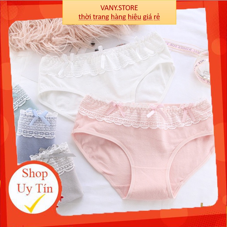 Quần Lót Nữ ❤️FREESHIP❤️ Quần Lót Nữ Cotton Đẹp kháng khuẩn 100% viền bèo đính nơ điệu đà được chọn màu mẫu A30
