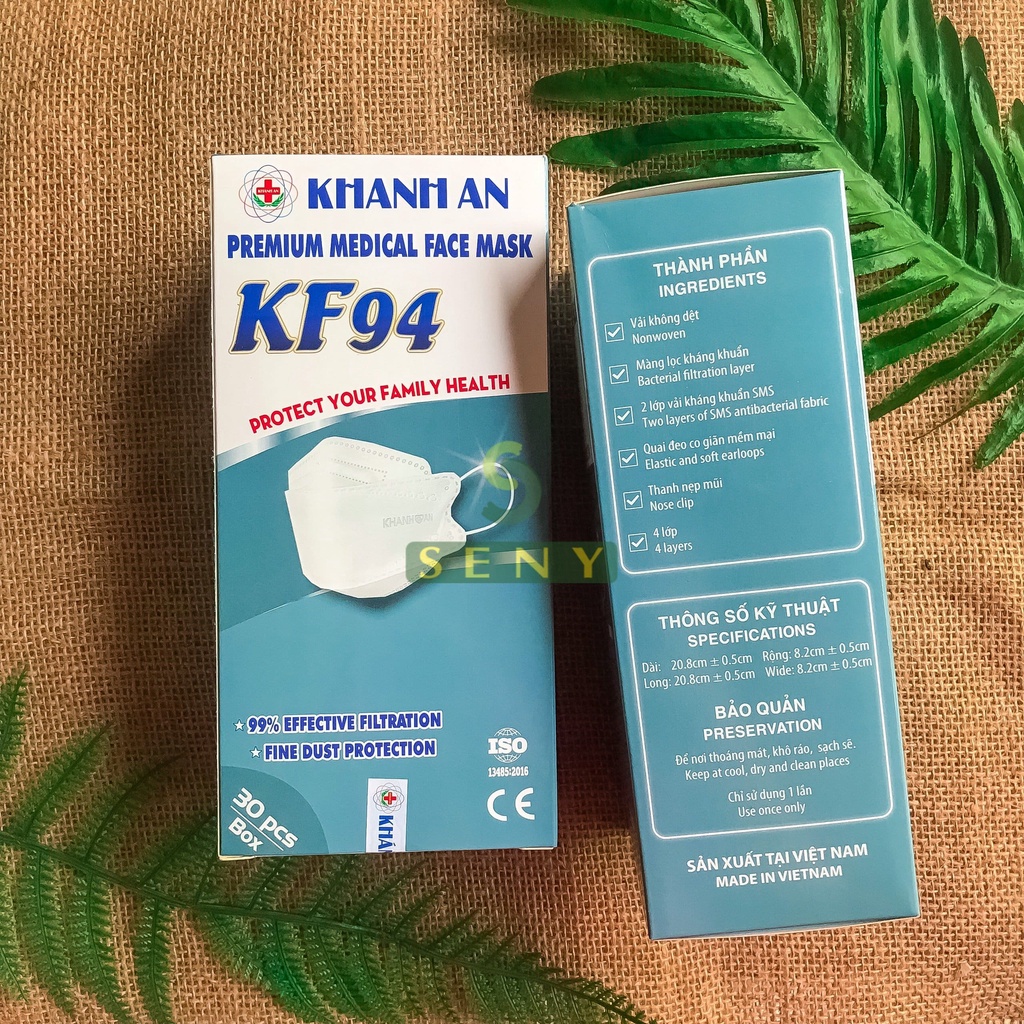 Khẩu trang kf94 4d mask 4 lớp kháng khuẩn Khánh An bảo vệ hô hấp hộp 30 cái_KAKF94O