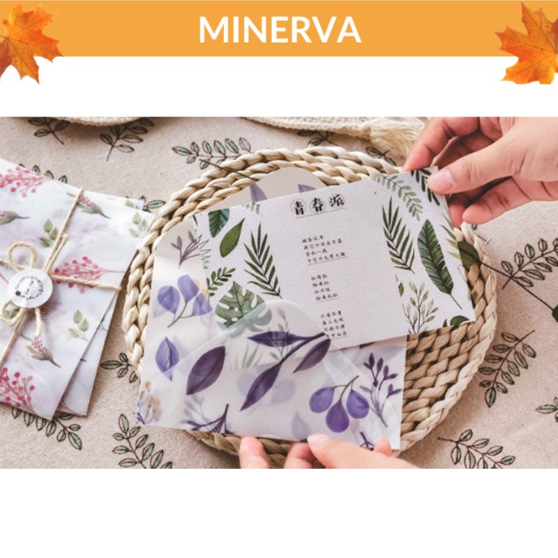 Phong bì bao thư giấy bóng mờ hoa lá kích thước 10x15 cm nhiều màu sắc