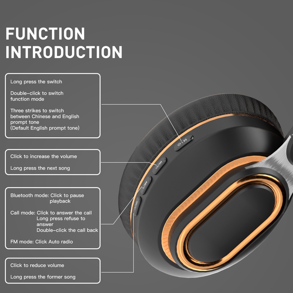 Tai Nghe Bluetooth Không Dây H7 Phong Cách Mới Có Thể Gấp Gọn Kèm Mic Loại