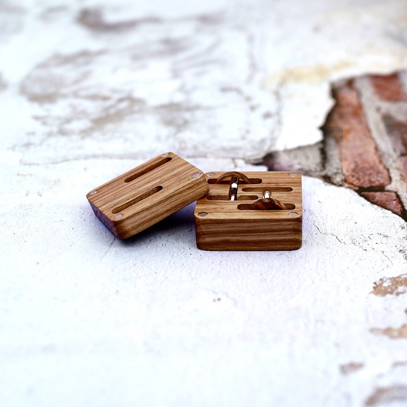 Flgo Hộp Khuy Măng Sét Tròn Màu Đen Óc Chó Cho Nam