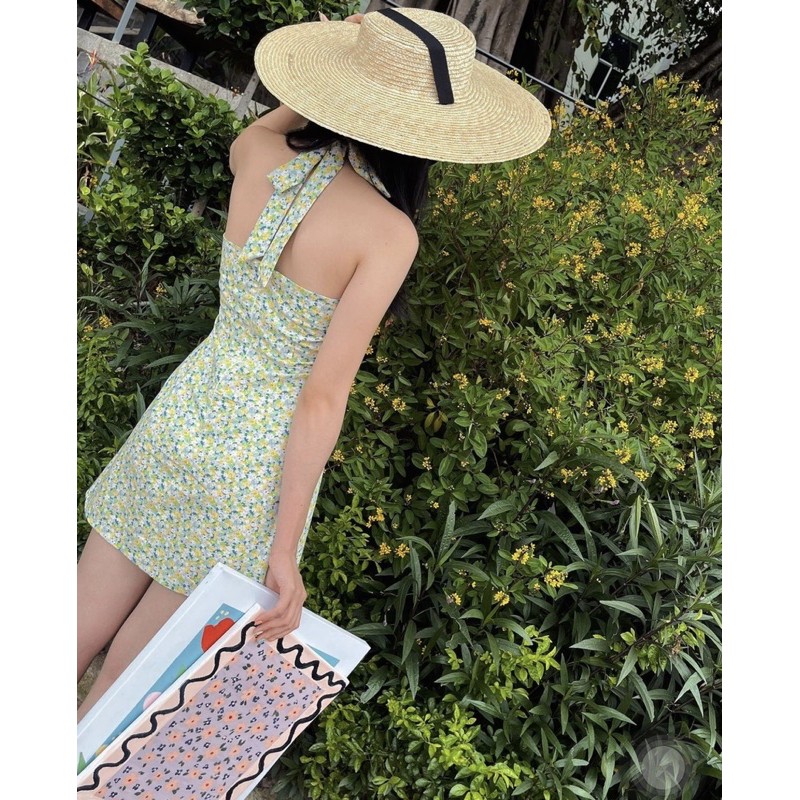 Váy yếm hoa nhí mini cột nơ dáng A Loralen Dress by Gum - Gum Tailor | BigBuy360 - bigbuy360.vn