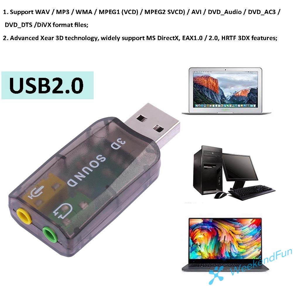 Card Âm Thanh Usb 5.1 Ch 3d Cho Máy Tính