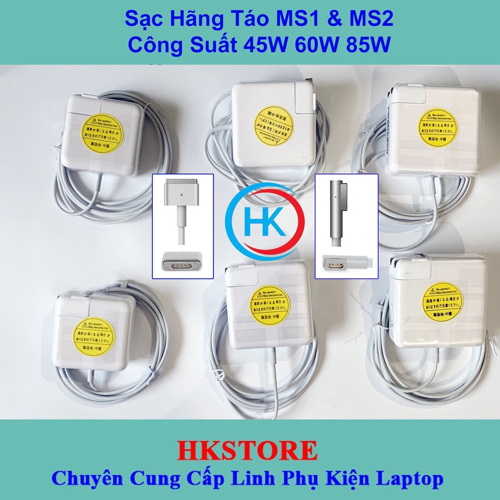 Sạc Laptop Hãng Táo 45W 60W 85W MS1 MS2 Chân Chữ L và T Dùng Cho Các Đời Máy 2008 đến 2017