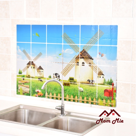 Decal dán tường nhà bếp chịu nhiệt, giấy dán tường họa tiết - K050
