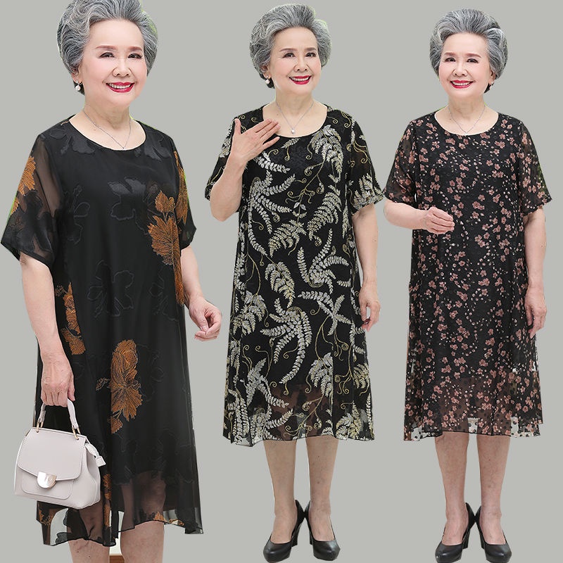 Bà đầm ngắn tay, đầm suông mùa hè mới cho người trung niên và người già