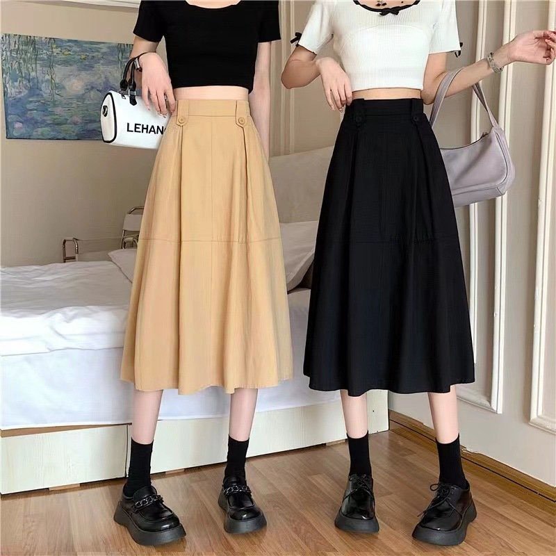 Chân váy kaki chữ a dáng dài phong cách cơ bản , Váy chất liệu kaki mêm + lớp lót trong dày dặn  , MS : 18