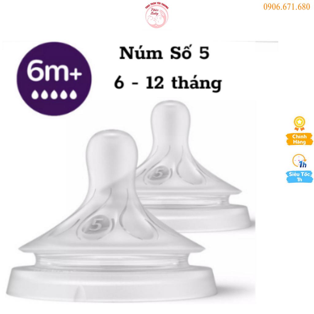 Núm ti Philips Avent Số 5 Natural Cổ Rộng Mẫu Mới 2021 Dùng Cho Bé Từ 6 và 9 Tháng Trở Lên - 1 Đổi 1 Nếu Lỗi NSX