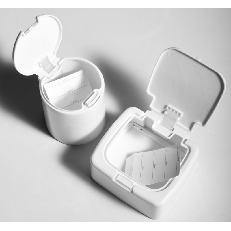 Small beige storage box with lid Office Desktop Plastic Cotton Cotton Storage box Dustproof bucket Objects smaller window pops up window arrangement