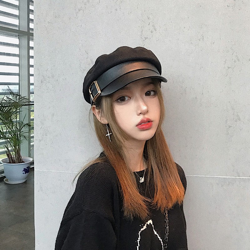 Mũ Beret Màu Sắc Tương Phản Phong Cách Hàn Quốc Dành Cho Nữ