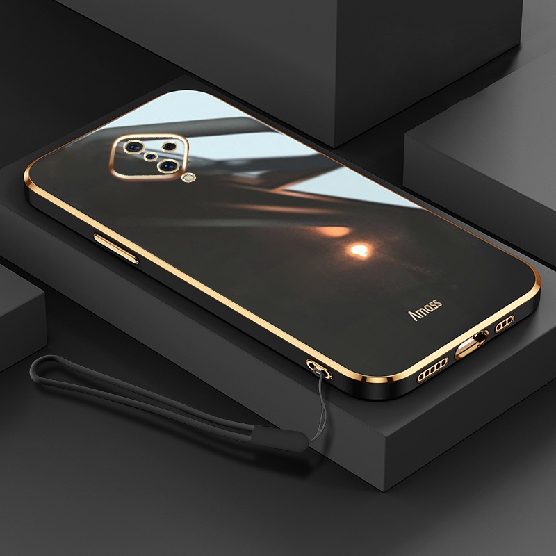 Ốp Điện Thoại Mềm Hình Vuông Mạ Viền Sang Trọng Có Dây Đeo Cho Vivo S1 PRO Y9S IQOO NEO
