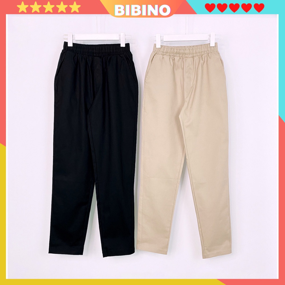 Quần kaki nữ nam ống rộng baggy unisex dài basic thời trang đi học hàn quốc đẹp cao cấp BIBINO Quần kaki nữ ống suông