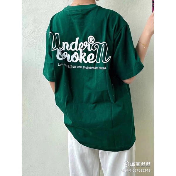 Áo Phông Under Broken Unisex Màu Xanh Đậm