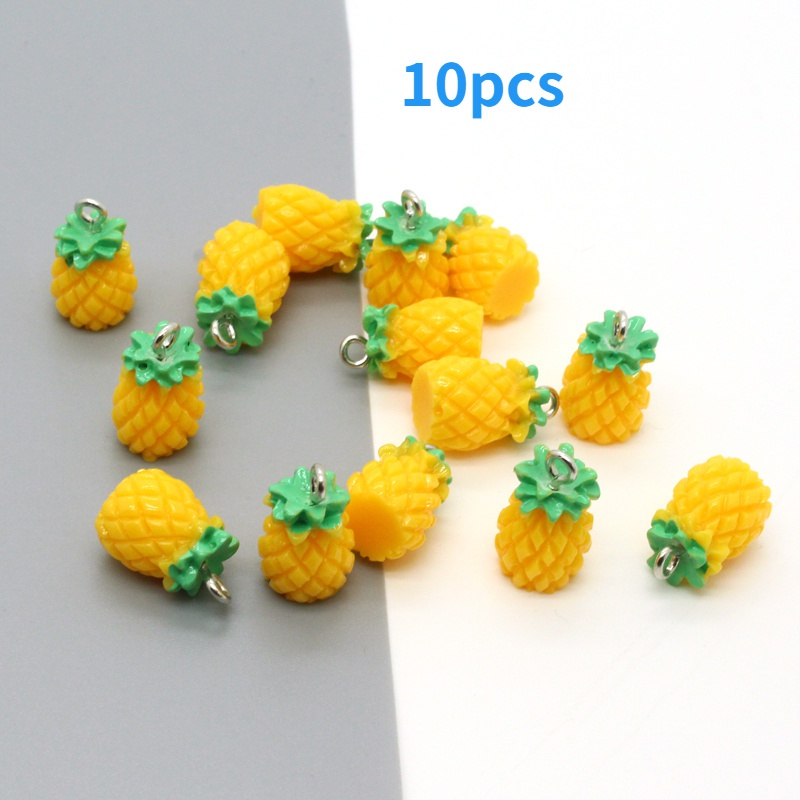 Bộ 10 Mặt Vòng cổ / Móc Khóa Hình Quả Dứa Mini Bằng Resin DIY