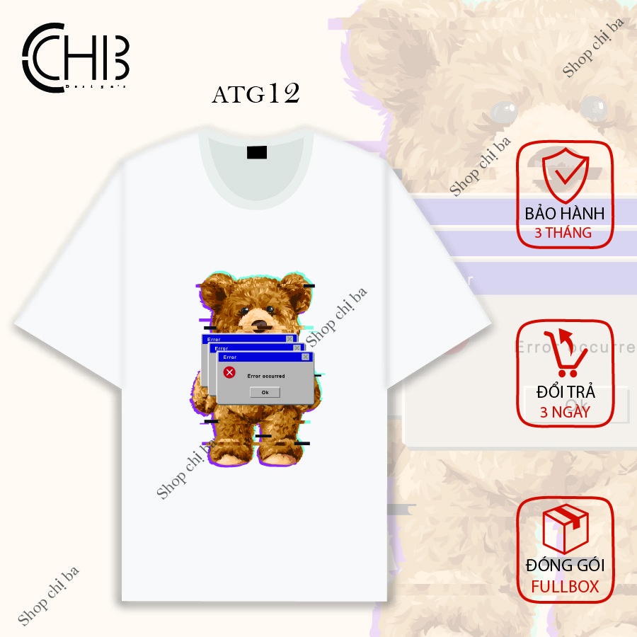 Áo thun Design Gấu Bear unisex nam nữ form rộng từ 35-75kg