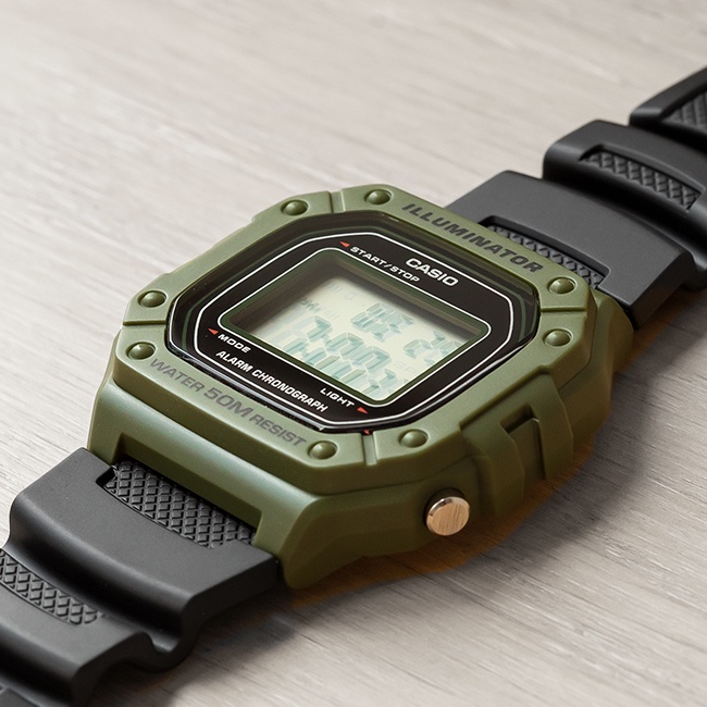 Đồng hồ nam dây nhựa Casio Standard chính hãng Anh Khuê W-218H-3AVDF (43mm)