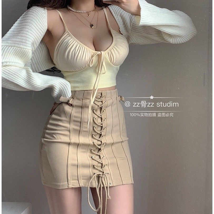 Áo Hai Dây Buộc Ngực Khoét Sâu Chữ v Lưng Thấp Kiểu Mới Mùa Hè